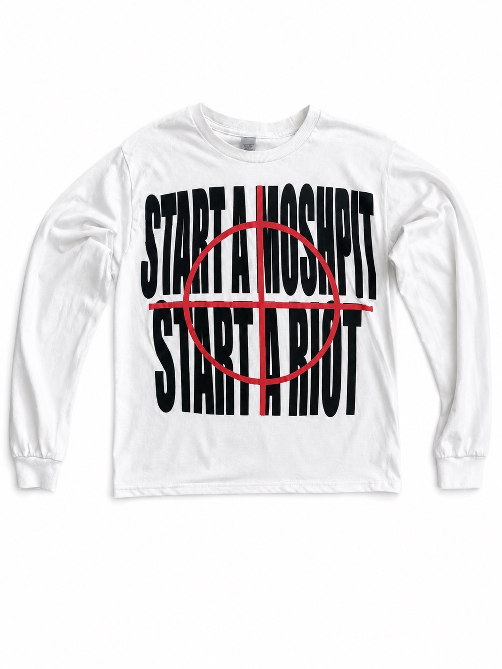 White Graphic Long Sleeve Tee with Red Target Motif